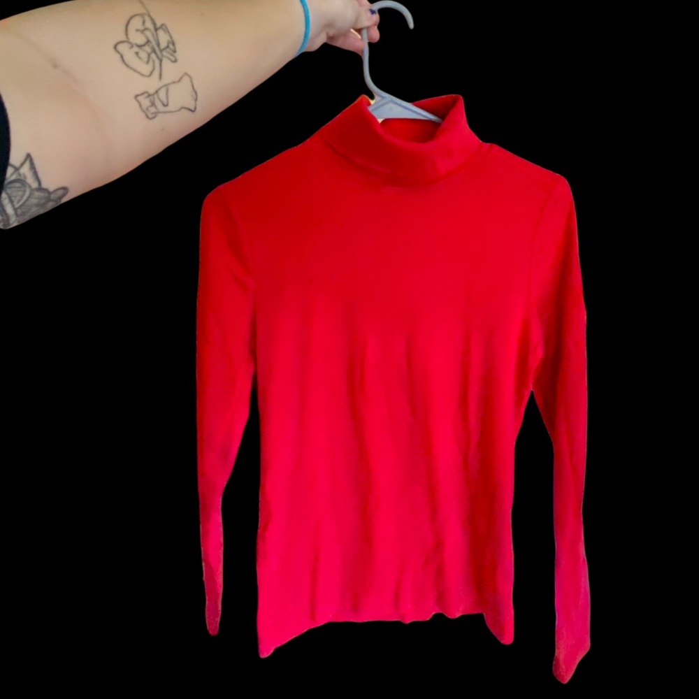 Red turtleneck